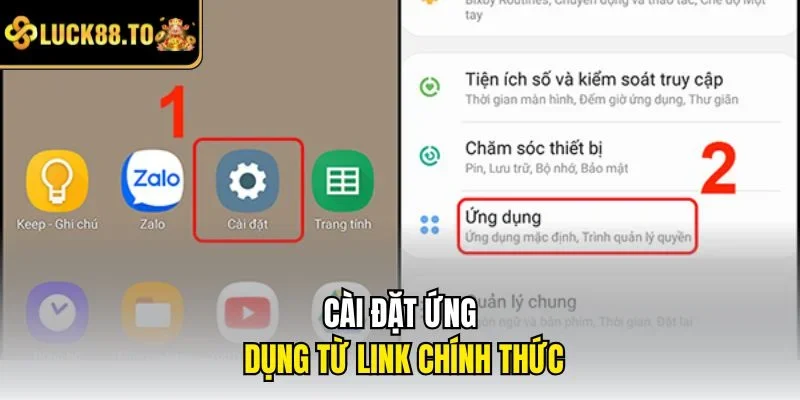 Cài đặt ứng dụng từ link chính thức